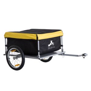 HOMCOM Steel Frame Bike Cargo Trailer Storage Cart and Luggage Trailer with Hitch Yellow