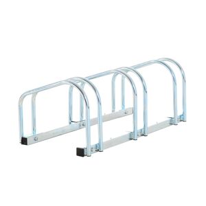 HOMCOM Bicycle Parking Stand for 3 Bikes, Floor or Wall Mount, Cycle Storage Locking Rack, Silver