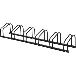 HOMCOM Bike Stand Parking Rack Floor or Wall Mount Bicycle Cycle Storage Locking Stand 179L x 33W x 27H (6 Racks, Black)