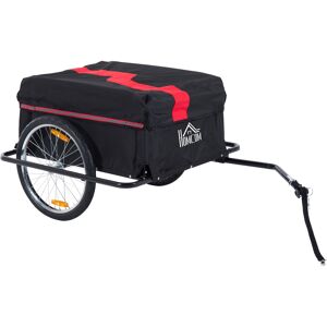 HOMCOM Bike Cargo Trailer W/Removable Cover-Red/Black