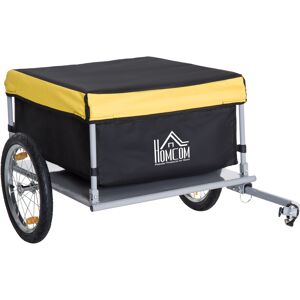 HOMCOM Steel Frame Bike Cargo Trailer Storage Cart and Luggage Trailer with Hitch Yellow HOMCOM Steel Frame Bike Cargo Trailer Storage Cart and Luggage Trailer with Hitch Yellow