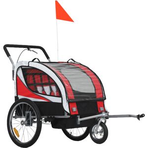 HOMCOM Baby Bike Trailer, Child Bicycle Trailer with 5 Point Harness, Steel Frame, Reflectors, Safety Flag, Hitch Coupler, Red HOMCOM Baby Bike Trailer, Child Bicycle Trailer with 5 Point Harness, Steel Frame, Reflectors, Safety Flag, Hitch Coupler, Red