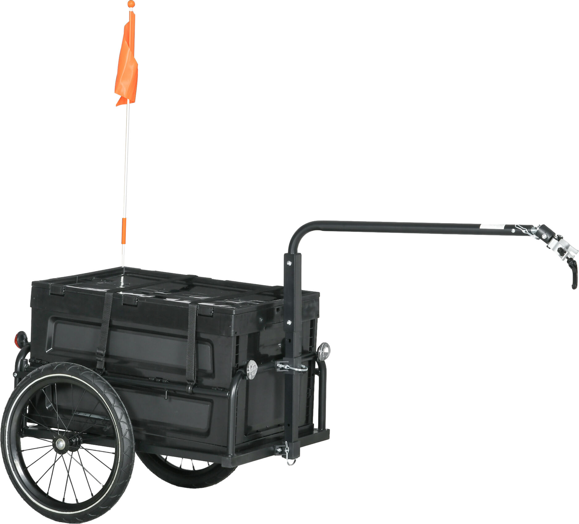 HOMCOM Steel Trailer for Bike, Bicycle Cargo Trailer with 65L Foldable Storage Box and Safe Reflectors, Max Load 40KG, Black