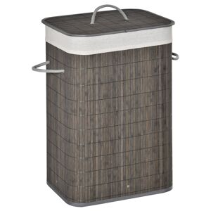 HOMCOM Collapsible Laundry Basket with Flip Lid, String Handles, Removable Lining, Foldable, Water-Resistant, Grey