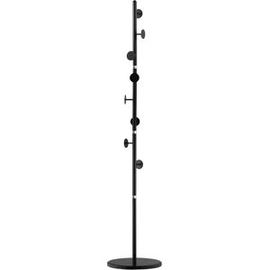 HOMCOM Hall Tree Coat Rack, Free Standing with 8 Round Hooks, Marble Base Entryway Stand for Clothes & Accessories, Black