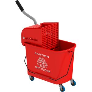 HOMCOM 20L Mop Bucket with Wringer and Handle, Mop Bucket on Wheels for Floor Cleaning, Separate Dirty and Clean Water, Red Aosom UK HOMCOM 20L Mop Bucket with Wringer and Handle, Mop Bucket on Wheels for Floor Cleaning, Separate Dirty and Clean Water, Red Aosom UK
