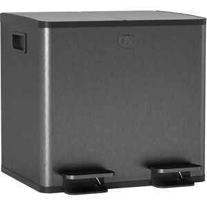HOMCOM 30L Dual Compartment Stainless Steel Bin, with Deodoriser Holders - Black HOMCOM 30L Dual Compartment Stainless Steel Bin, with Deodoriser Holders - Black