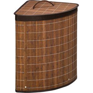 HOMCOM Bamboo Laundry Basket with Lid, 55 Litres Laundry Hamper with Removable Washable Lining, Corner Washing Baskets, 38 x 38 x 57cm, Brown HOMCOM Bamboo Laundry Basket with Lid, 55 Litres Laundry Hamper with Removable Washable Lining, Corner Washing Baskets, 38 x 38 x 57cm, Brown