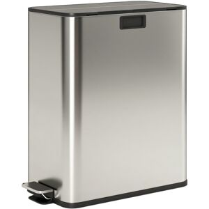 HOMCOM Dual Kitchen Bin with Soft-Close Butterfly Lid, 2 x 28L Stainless Steel Pedal Bin with Removable Inner Buckets, Fingerprint-Proof for Recycling and Waste, Silver Tone HOMCOM Dual Kitchen Bin with Soft-Close Butterfly Lid, 2 x 28L Stainless Steel Pedal Bin with Removable Inner Buckets, Fingerprint-Proof for Recycling and Waste, Silver Tone