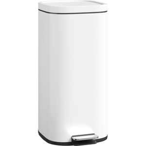 HOMCOM 30L Kitchen Bin, Compact Pedal Bin with Soft-Close and Stay-Open Lid, Removable Bucket for Kitchen, Home, Office, White HOMCOM 30L Kitchen Bin, Compact Pedal Bin with Soft-Close and Stay-Open Lid, Removable Bucket for Kitchen, Home, Office, White