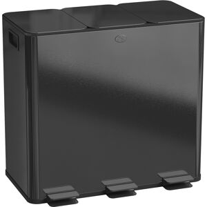 HOMCOM 3 x 20L Pedal Bin, Steel Triple Kitchen Bin with Soft Close Lid, Removable Inner Buckets, Fingerprint-Proof, Black HOMCOM 3 x 20L Pedal Bin, Steel Triple Kitchen Bin with Soft Close Lid, Removable Inner Buckets, Fingerprint-Proof, Black