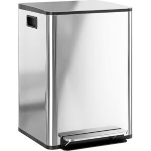 HOMCOM 40L Dual Compartment Stainless Steel Bin, with Deodoriser Holders - Silver Tone HOMCOM 40L Dual Compartment Stainless Steel Bin, with Deodoriser Holders - Silver Tone
