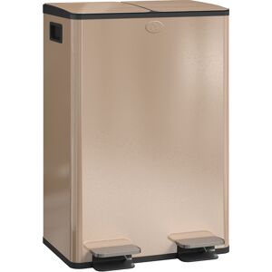 HOMCOM 56L Dual Compartment Stainless Steel Bin, with Deodoriser Holders - Gold Tone HOMCOM 56L Dual Compartment Stainless Steel Bin, with Deodoriser Holders - Gold Tone
