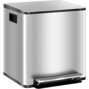 HOMCOM 30L Dual Compartment Stainless Steel Bin, with Deodoriser Holders - Silver Tone HOMCOM 30L Dual Compartment Stainless Steel Bin, with Deodoriser Holders - Silver Tone