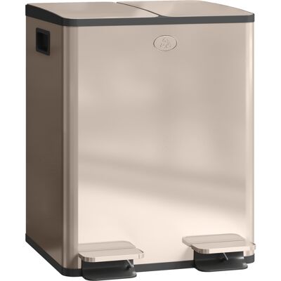 HOMCOM 40L Dual Compartment Stainless Steel Bin, with Deodoriser Holders - Gold Tone HOMCOM 40L Dual Compartment Stainless Steel Bin, with Deodoriser Holders - Gold Tone