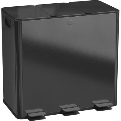 HOMCOM 3 x 20L Pedal Bin, Steel Triple Kitchen Bin with Soft Close Lid, Removable Inner Buckets, Fingerprint-Proof, Black HOMCOM 3 x 20L Pedal Bin, Steel Triple Kitchen Bin with Soft Close Lid, Removable Inner Buckets, Fingerprint-Proof, Black