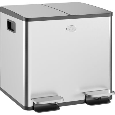HOMCOM 30L Dual Compartment Stainless Steel Bin, with Deodoriser Holders - Silver Tone HOMCOM 30L Dual Compartment Stainless Steel Bin, with Deodoriser Holders - Silver Tone