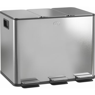 HOMCOM 3 x 20L Pedal Bin, Steel Triple Kitchen Bin with Soft Close Lid, Removable Inner Buckets, Fingerprint-Proof, Silver Tone HOMCOM 3 x 20L Pedal Bin, Steel Triple Kitchen Bin with Soft Close Lid, Removable Inner Buckets, Fingerprint-Proof, Silver Tone