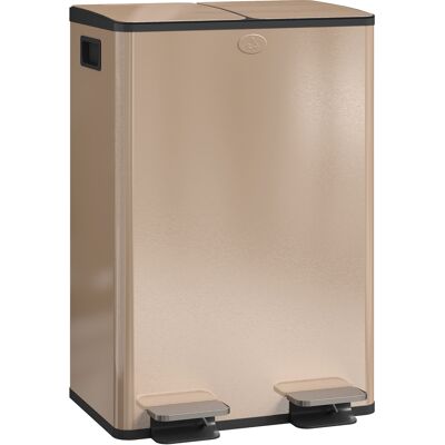 HOMCOM 56L Dual Compartment Stainless Steel Bin, with Deodoriser Holders - Gold Tone HOMCOM 56L Dual Compartment Stainless Steel Bin, with Deodoriser Holders - Gold Tone