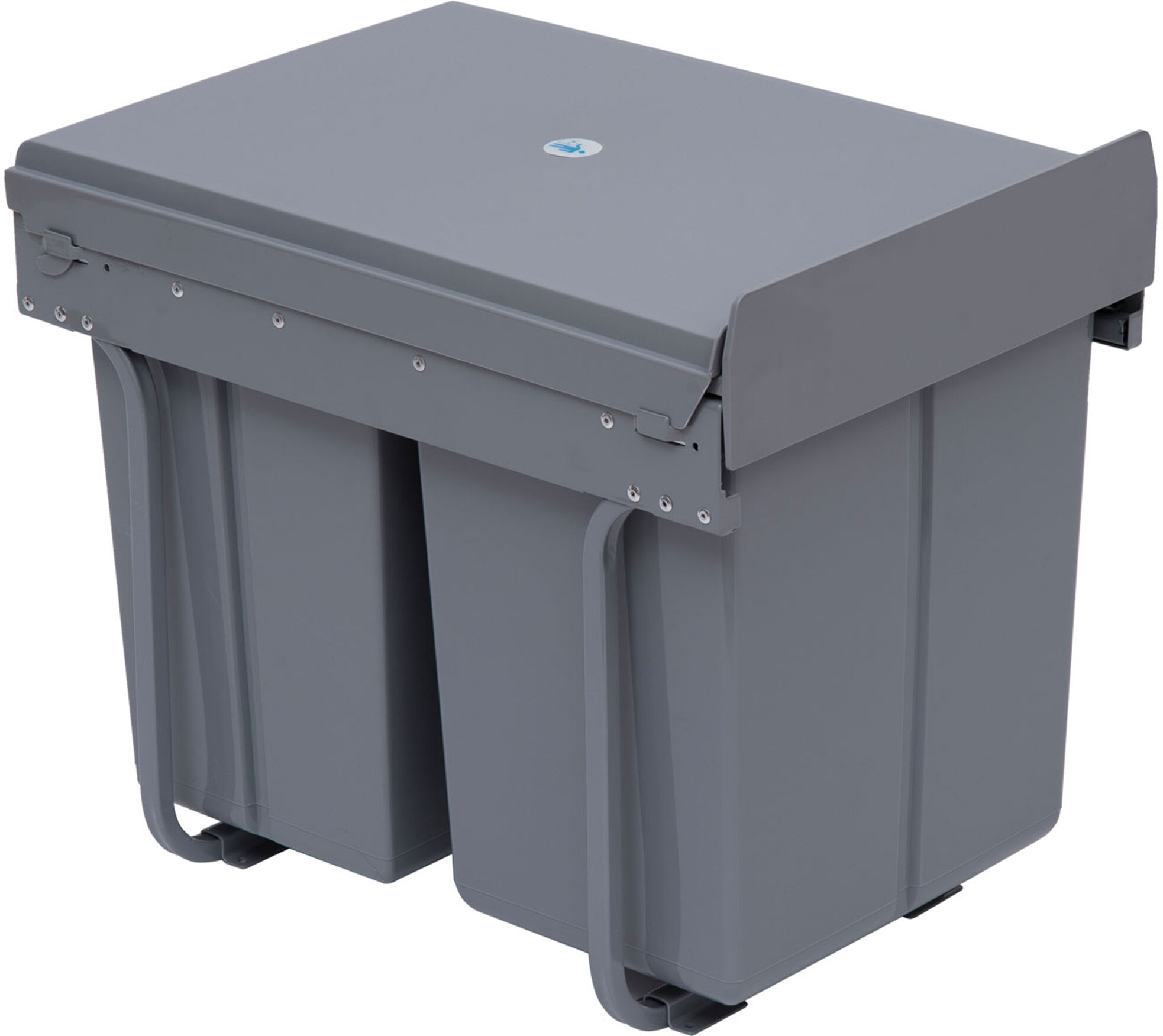 HOMCOM Kitchen Recycle Waste Bin Pull Out Soft Close Dustbin Recycling Cabinet Trash Can Grey (40L (1x20L+2x10L)) Aosom UK