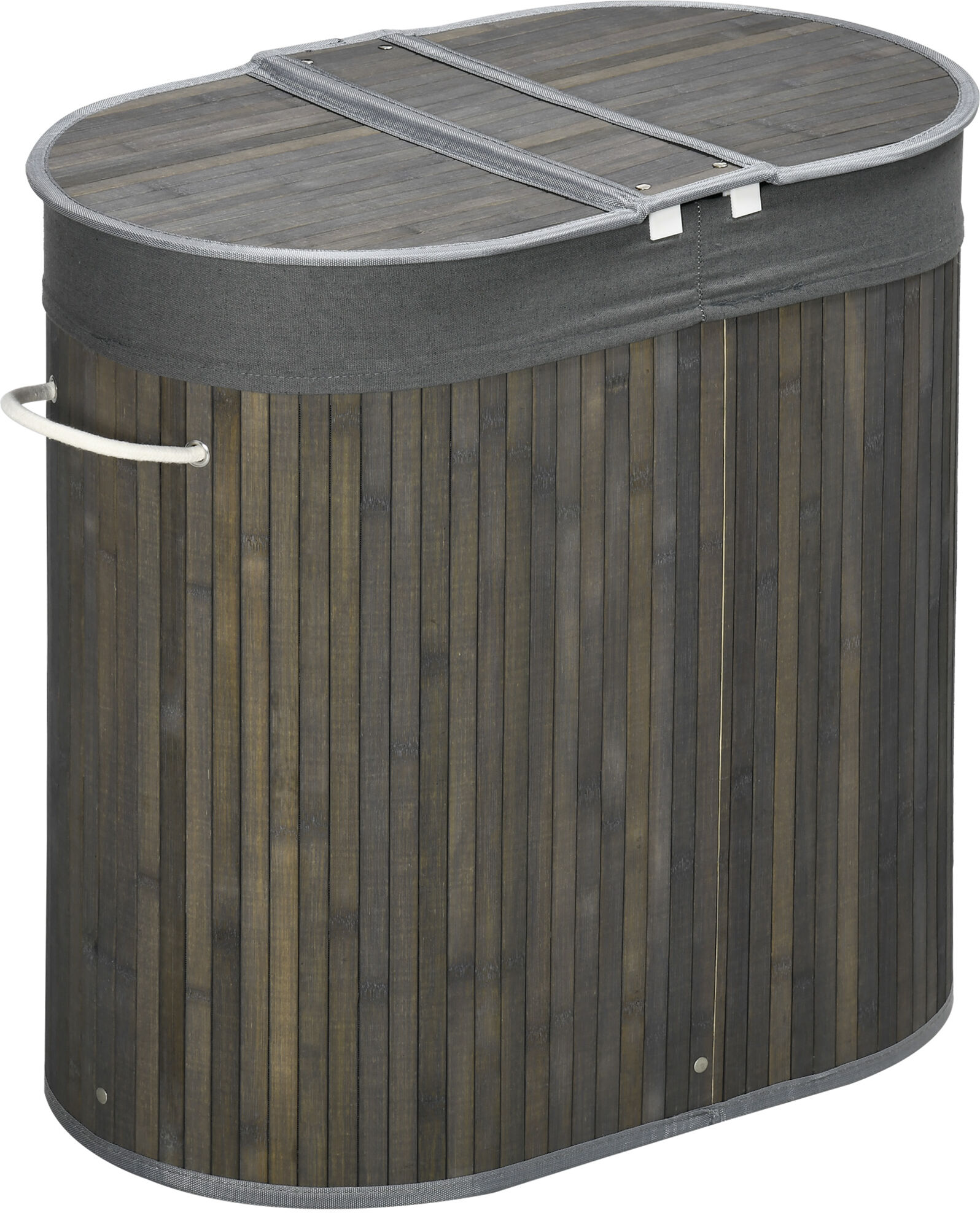 HOMCOM Bamboo Laundry Sanctuary: 100L Dual-Compartment Hamper with Lid & Removable Liner, Greystone Aosom UK
