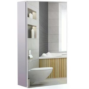 HOMCOM Stainless Steel Wall-mounted Bathroom Mirror Storage Cabinet 300mm (W)