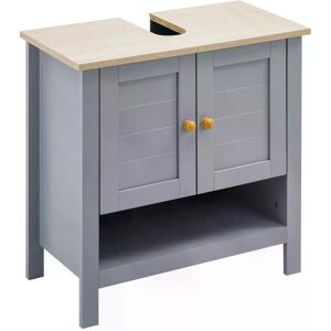 Kleankin Bathroom Vanity Unit Under Sink Cabinet, Pedestal Design, Storage Cupboard with Adjustable Shelf, Grey.