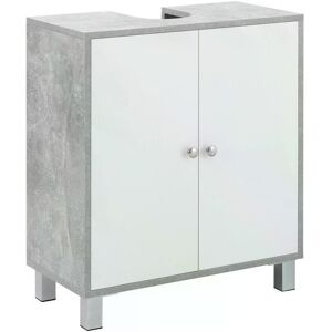 Kleankin Pedestal Under Sink Cabinet, Bathroom Vanity Storage Unit with Adjustable Shelves, White and Grey