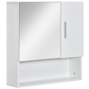 kleankin Wall Mounted Bathroom Cabinet, Double Door Storage Cupboard with Adjustable Shelf, White