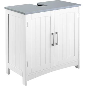 Kleankin Modern Under Sink Cabinet with Double Doors, Adjustable Shelves, Pedestal Bathroom Vanity Storage Unit, White.