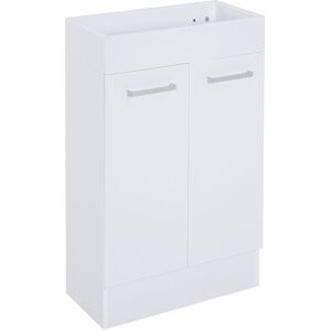 Kleankin Freestanding Vanity Unit, 500mm Under Sink Bathroom Cabinet with Ceramic Basin and Storage, Home Furniture, White