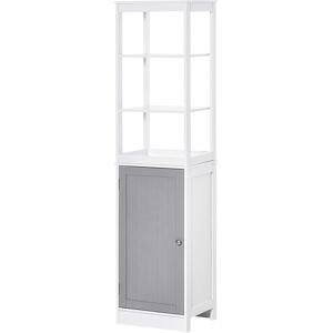 Kleankin Tallboy Bathroom Storage Cabinet, Slimline Free Standing Unit, Multi-Purpose for Bathroom Living Room Kitchen, White