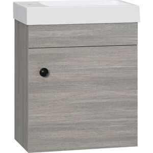 kleankin Bathroom Vanity Unit with Basin, Wall Mounted Bathroom Wash Stand with Sink, Tap Hole and Storage Cabinet, Grey