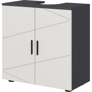 kleankin Pedestal Sink Cabinet, Bathroom Vanity Unit, Floor Basin Storage Cupboard with Double Doors and Shelf, 60 x 30 x 60 cm, Light Grey