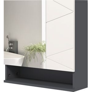 Kleankin Bathroom Storage Cupboard, Wall Mounted Cabinet with Adjustable Shelves, 55W x 17D x 55H cm, Light Grey