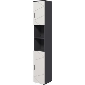 Kleankin Tall Bathroom Cabinet, Narrow Storage with Open Shelves, 2 Door Cabinets, Adjustable Shelves, Grey