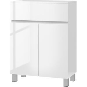 Kleankin Freestanding High Gloss Bathroom Cabinet, Storage Cupboard with Drawer and Adjustable Shelf, White