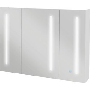 Kleankin Illuminated Bathroom Cabinet, Wall-Mounted Storage with LED Light & USB Charging, Adjustable Shelf, 90x15x70cm, White