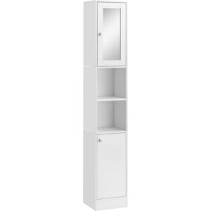 Kleankin HOMCOM Freestanding Tall Bathroom Cabinet with Mirror Door, Adjustable Shelf Floor Storage Tallboy Unit, White