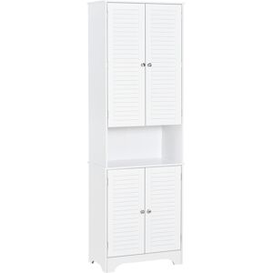 HOMCOM MDF Freestanding 6-Tier Bathroom Storage Cabinet White