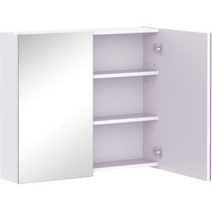 HOMCOM Wall Mounted Bathroom Mirror Cabinet, Double Door Storage Cupboard with Adjustable Shelf, 60H x 70W x 15D cm, White Aosom UK