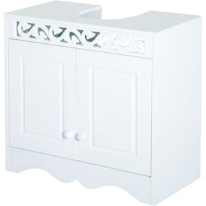 HOMCOM Wooden Under Sink Bathroom Cabinet, 2 Door Storage Cupboard, Space Saving Vanity Units Aosom UK
