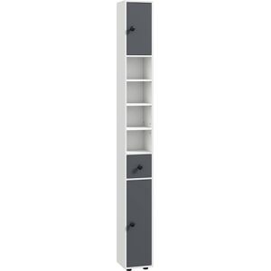 Kleankin 180cm Tall Slim Bathroom Cabinet, Narrow Toilet Roll Storage with Open Shelves, 2 Door Cabinets, Adjustable Shelves, for Kitchen Aosom UK Kleankin 180cm Tall Slim Bathroom Cabinet, Narrow Toilet Roll Storage with Open Shelves, 2 Door Cabinets, Adjustable Shelves, for Kitchen Aosom UK