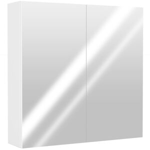 HOMCOM Double Door Wall Mounted Glass Mirror Cabinet Modern Storage Unit Bathroom Shelf Organiser Waterproof Wooden Frame 60W x 15D x 60H cm HOMCOM Double Door Wall Mounted Glass Mirror Cabinet Modern Storage Unit Bathroom Shelf Organiser Waterproof Wooden Frame 60W x 15D x 60H cm