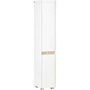 kleankin Tall Bathroom Cabinet with Adjustable Shelves, 5-Tier Modern Freestanding Tallboy with Storage Cabinets, White kleankin Tall Bathroom Cabinet with Adjustable Shelves, 5-Tier Modern Freestanding Tallboy with Storage Cabinets, White