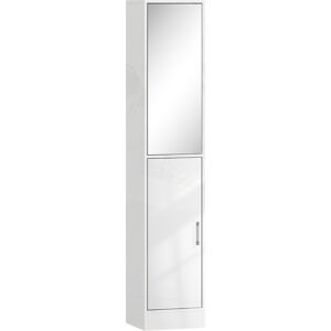 kleankin Tall Bathroom Cabinet with Mirror and Adjustable Shelf - High Gloss White kleankin Tall Bathroom Cabinet with Mirror and Adjustable Shelf - High Gloss White
