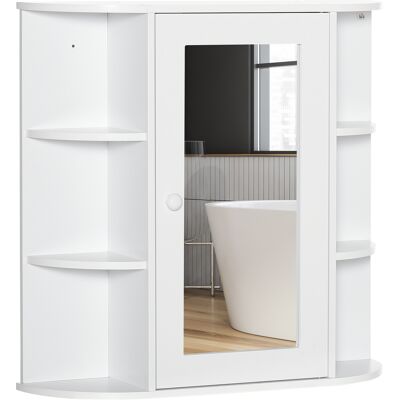 HOMCOM Bathroom Wall Cabinet with Mirror, the Side Shelves & a Handle to Open the Middle Cabinet, 66W x 17D x 63H cm, White Aosom UK HOMCOM Bathroom Wall Cabinet with Mirror, the Side Shelves & a Handle to Open the Middle Cabinet, 66W x 17D x 63H cm, White Aosom UK