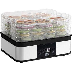 HOMCOM 5 Tier Food Dehydrator, 245W Stainless Steel Food Dryer Machine with Adjustable Temperature, Timer and LCD Display for Drying Fruit, Silver HOMCOM 5 Tier Food Dehydrator, 245W Stainless Steel Food Dryer Machine with Adjustable Temperature, Timer and LCD Display for Drying Fruit, Silver