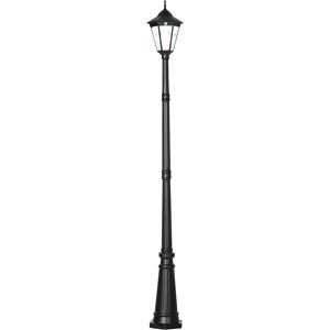 Outsunny Garden Lamp Post Light 2.4 m, LED Solar Powered with Aluminium Frame, PIR Motion Sensor, Black