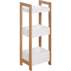 HOMCOM 3-Tier Bathroom Rack Storage Shelf Bamboo Organiser Shower Tower for Narrow Place